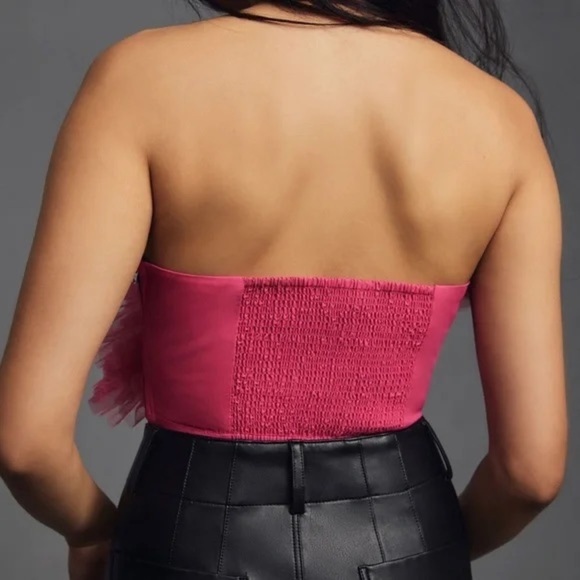 Anthropologie Ranna Gill Strapless Pink Tulle Top M - Picture 2 of 4